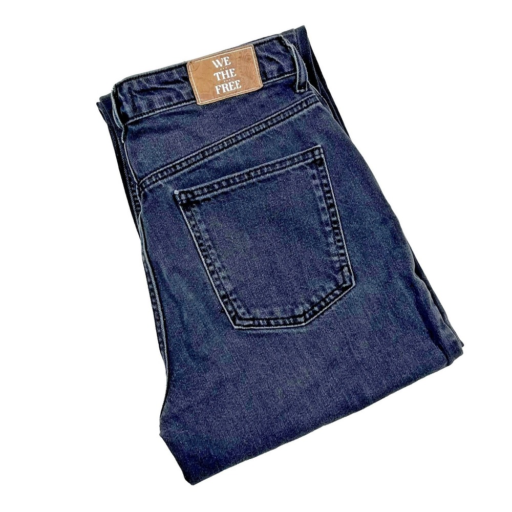 We‎ The Free Pacifica Jeans Women 28x27.5 Black High Rise Slim Straight Leg